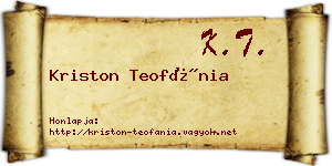 Kriston Teofánia névjegykártya